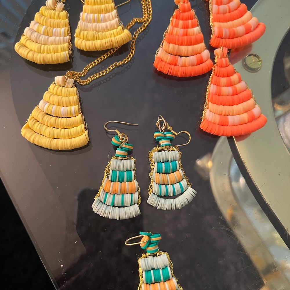 Yellow and Orange Tiered Bell-Shaped Earrings